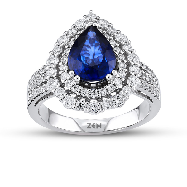 0,79ct Diamond Sapphire Ring